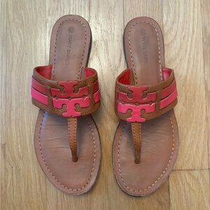 SALE!!!Tory Burch Leigh Tumbled Calf Leather Thong Sandals size 7.5